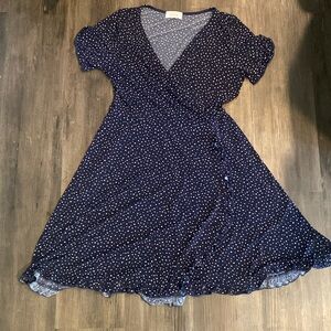 Faux Wrap Ruffle trim dress